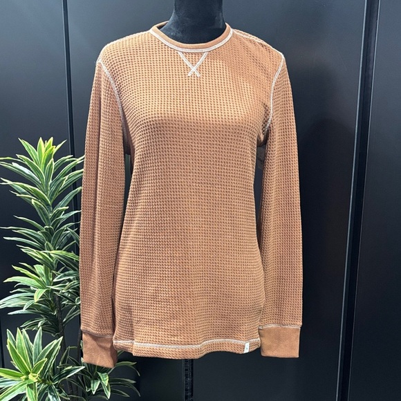 UpWest Waffle Knit Thermal,round neck,exposed seam,fitted cuffs,long sleeve,warm - Picture 1 of 9